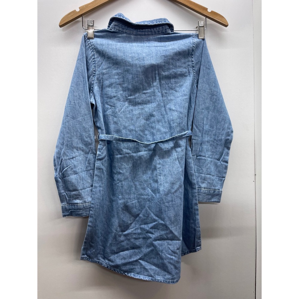 The Childrens Place Blue Denim Tie Waist Long Sleeve Shirt Dress Size 7/8 NWT